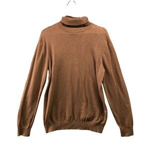H&M Turtleneck Sweater Mens M Brown Cotton Pullover Tight Knit